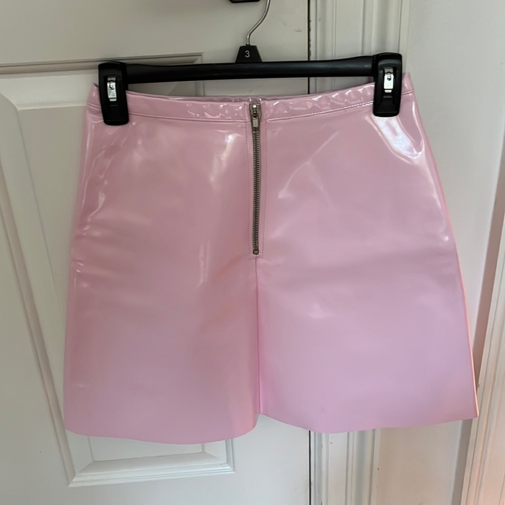 American Apparel pink plastic skirt